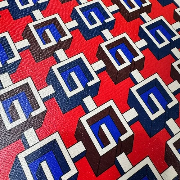 Gucci Red and Blue Geometric Pet Feeding Mat